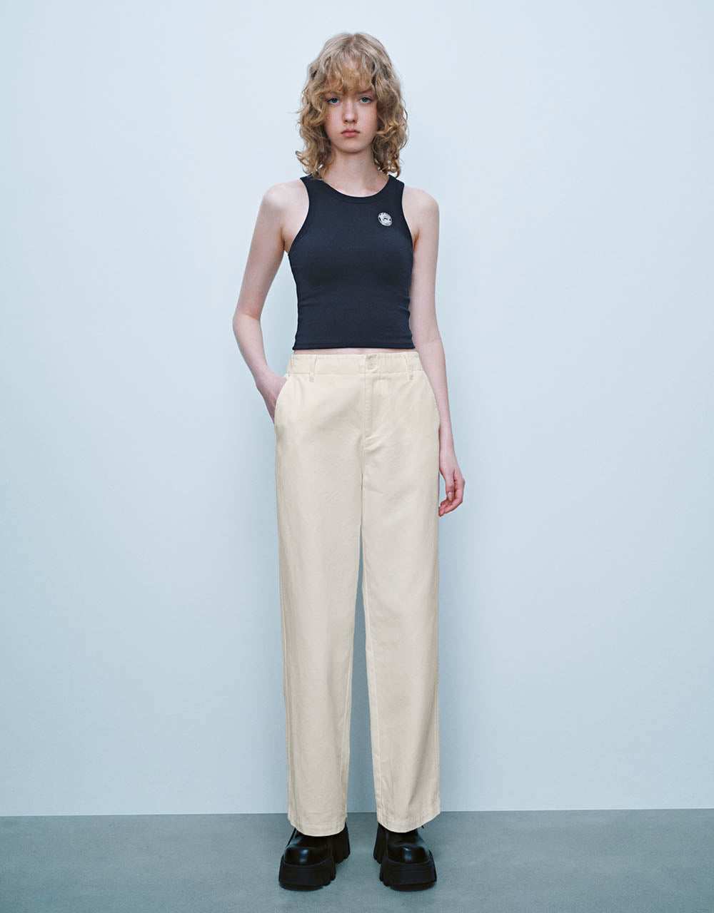 Woven Cropped Straight Pants