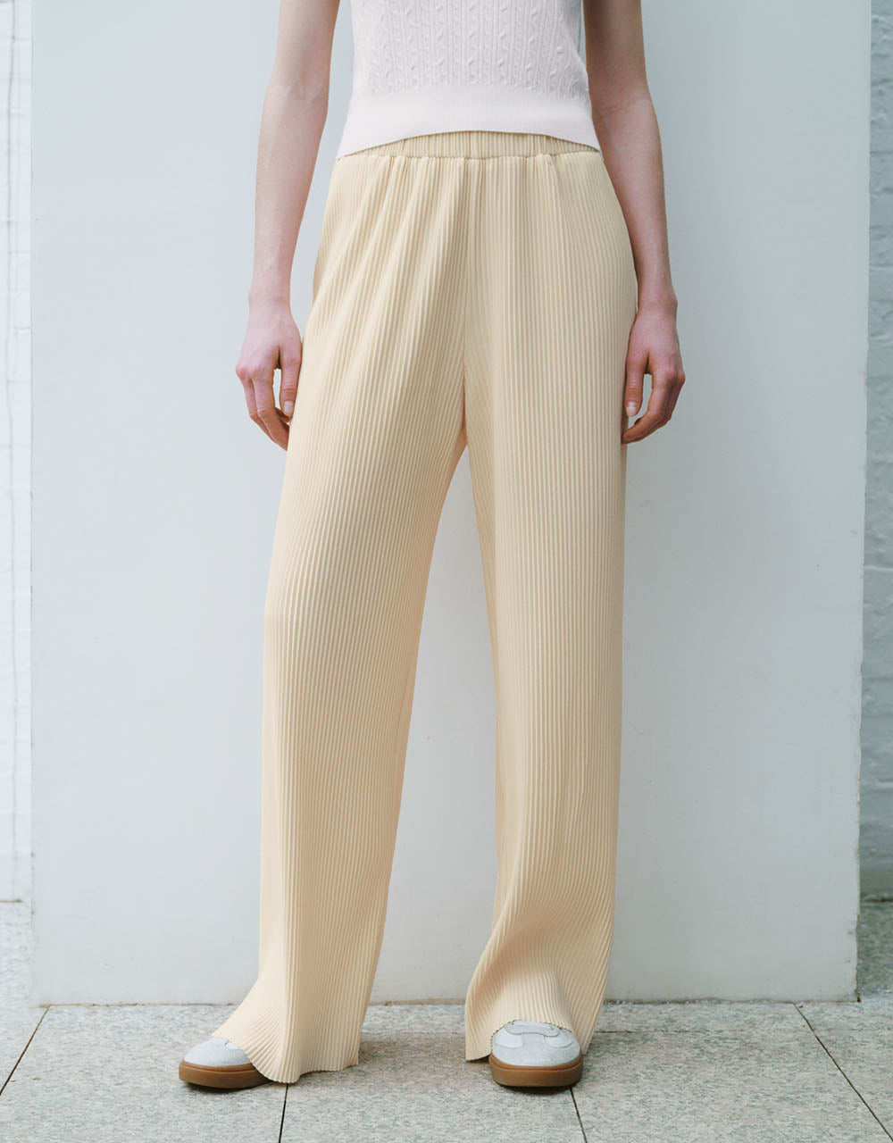 Elastic Waist Knitted Wide-Leg Pants