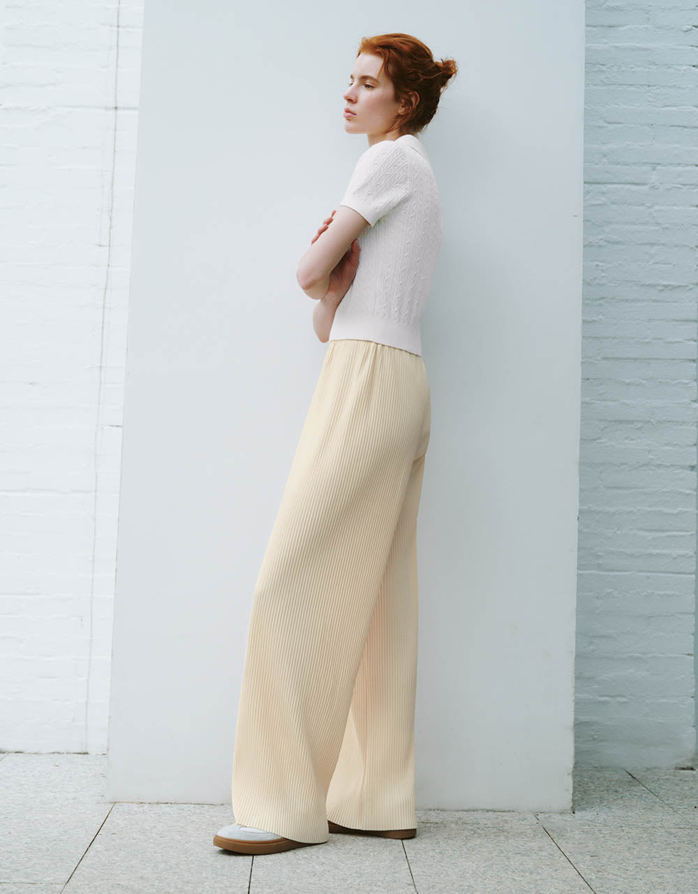 Elastic Waist Knitted Wide-Leg Pants