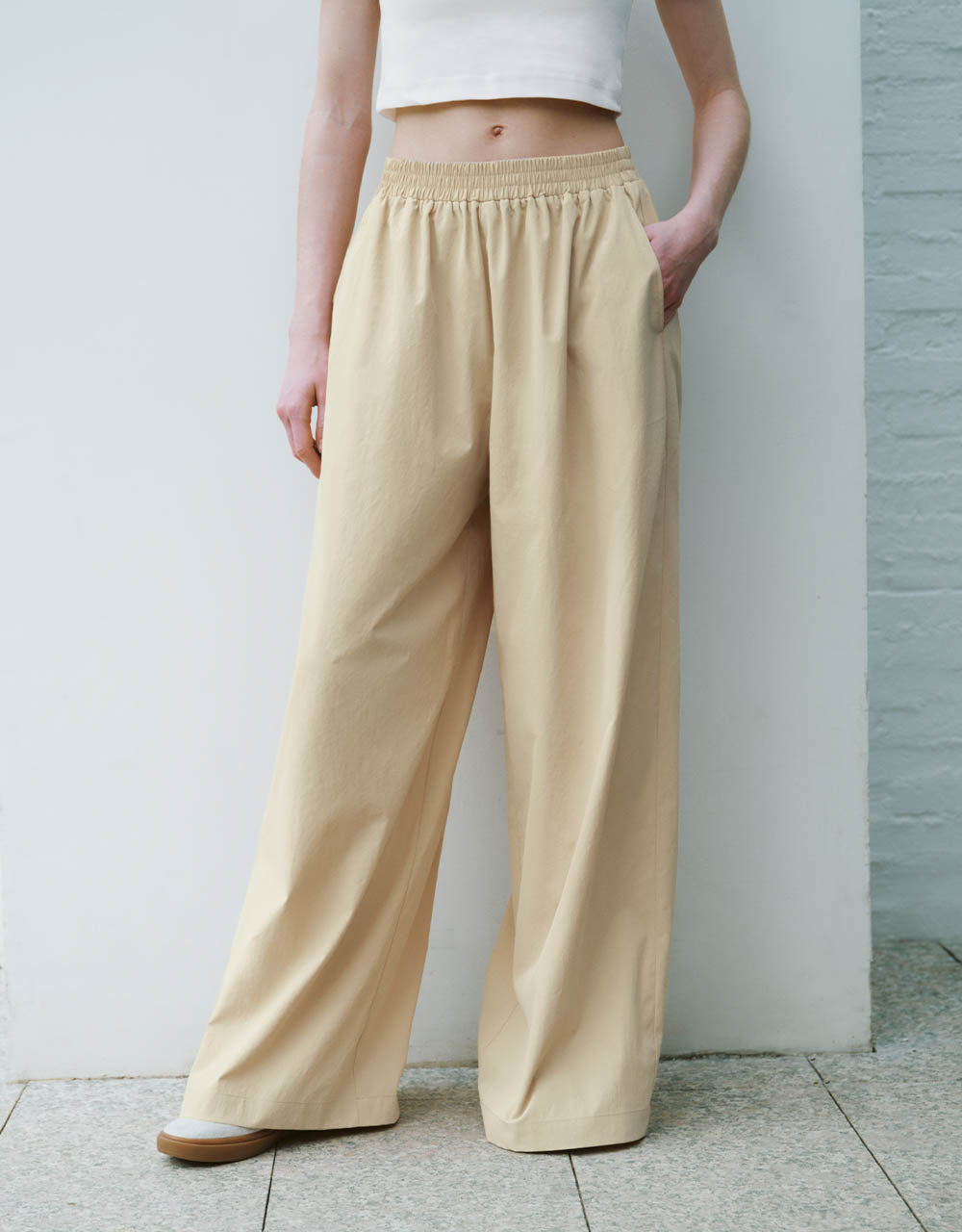 Elastic Waist Wide-Leg Pants