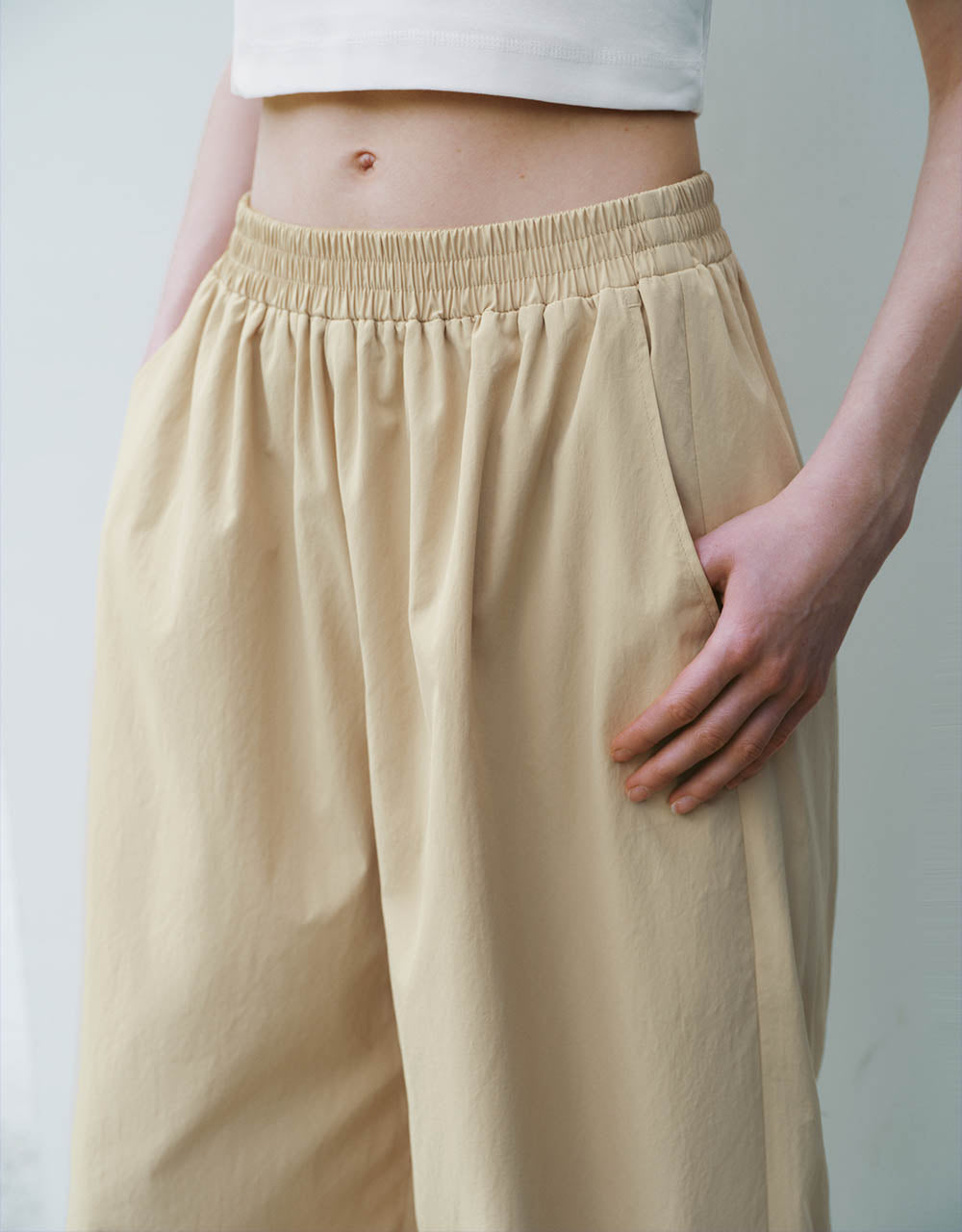 Elastic Waist Wide-Leg Pants