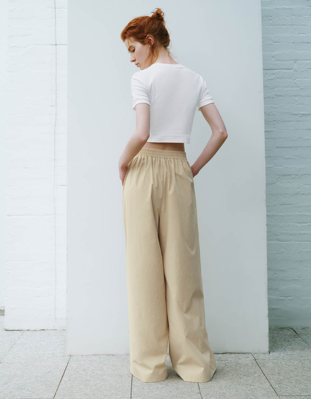 Elastic Waist Wide-Leg Pants