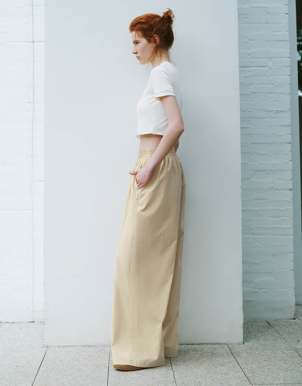 Elastic Waist Wide-Leg Pants