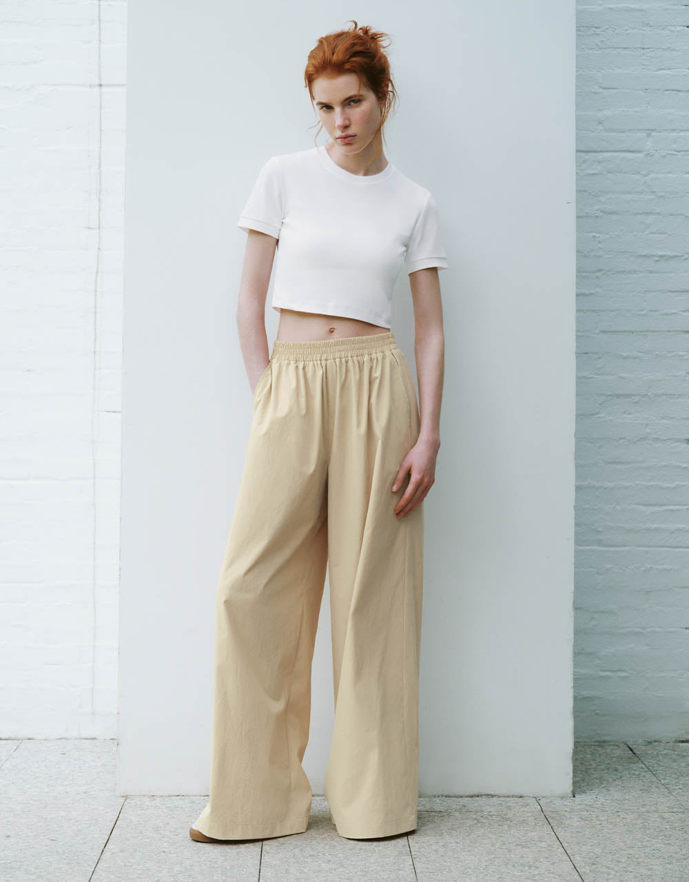 Elastic Waist Wide-Leg Pants