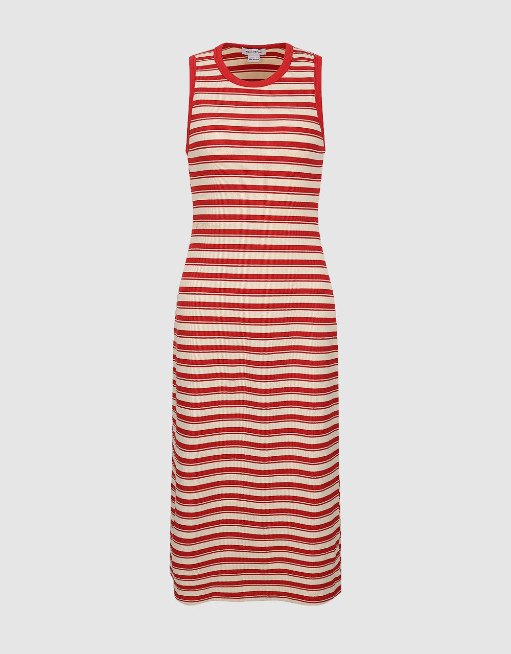 Striped Sleeveless Crew Neck Straight Dress