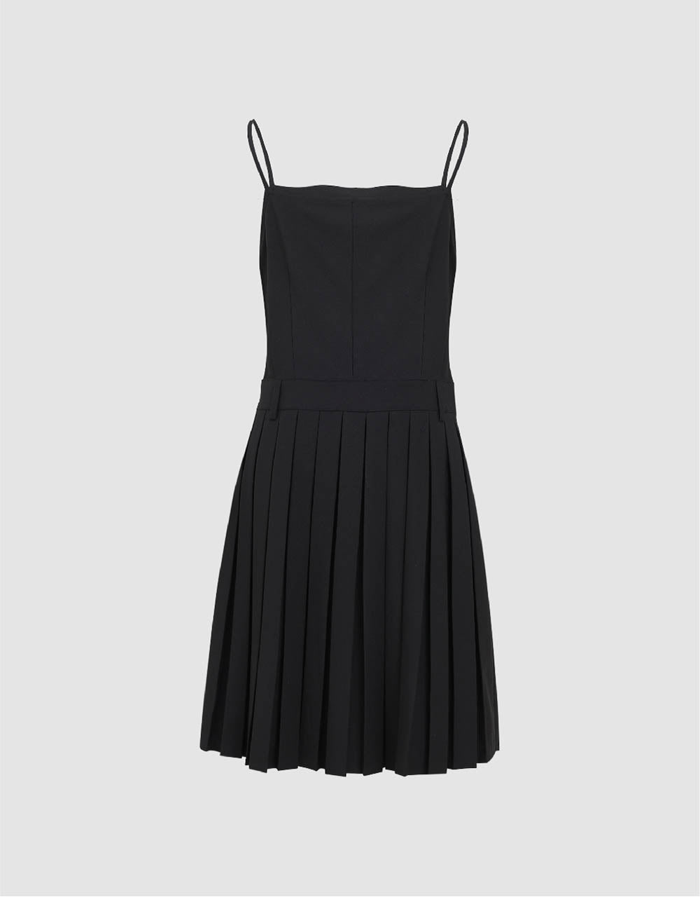 Pleated Square-cut Collar Straight Cami Dress