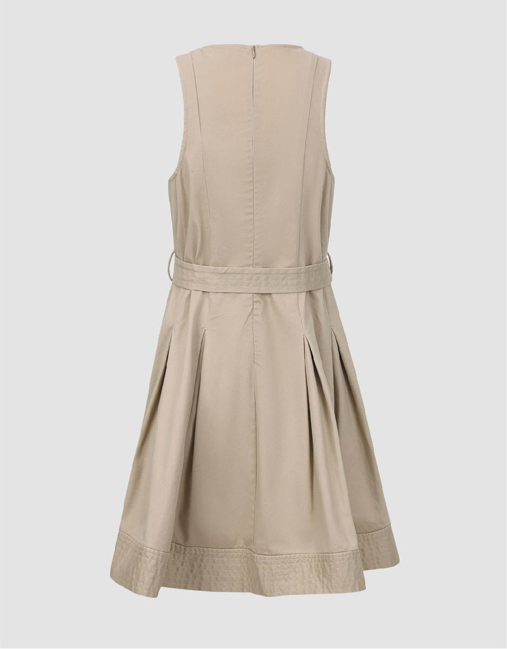 Sleeveless Crew Neck A-Line Dress With Belt