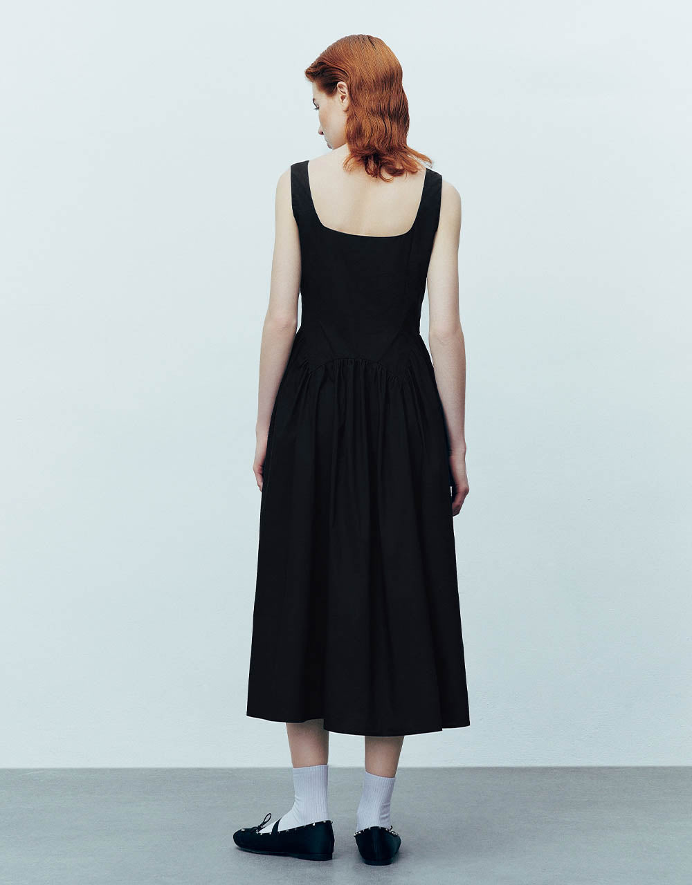 Sleeveless Square-cut Collar A-Line Dress