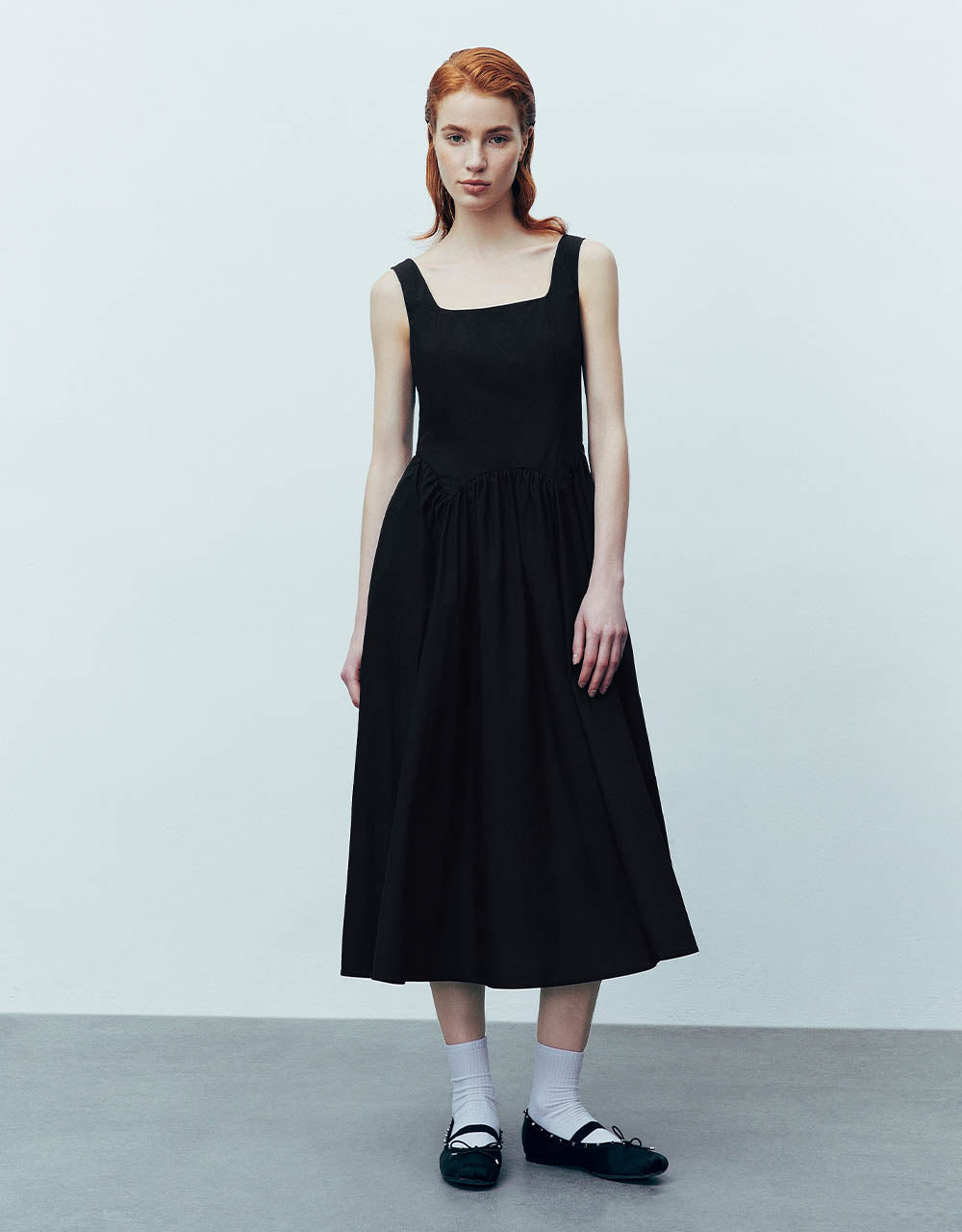 Sleeveless Square-cut Collar A-Line Dress