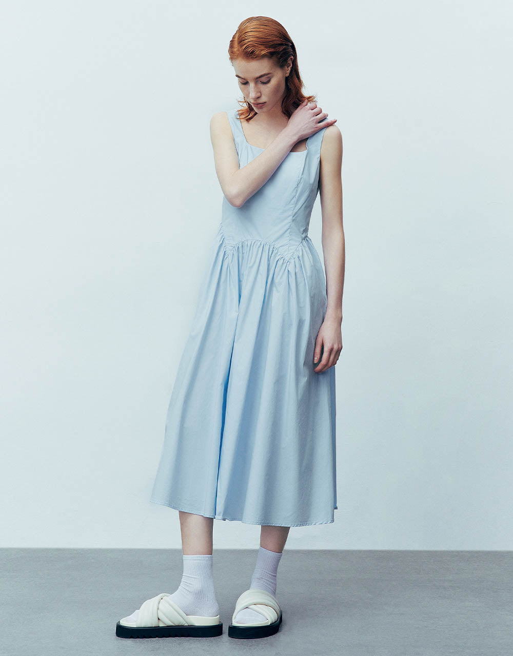 Sleeveless Square-cut Collar A-Line Dress