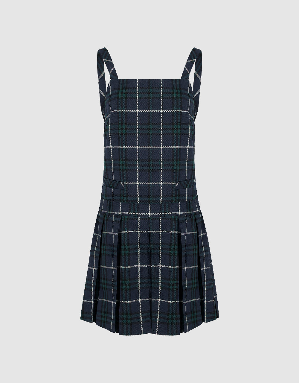 Plaid Sleeveless Square-cut Collar A-Line Dress