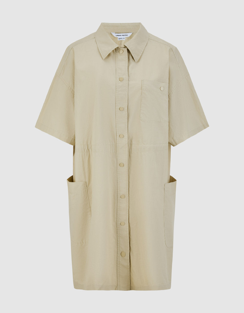 Elastic Waist Straight Shirt Dress