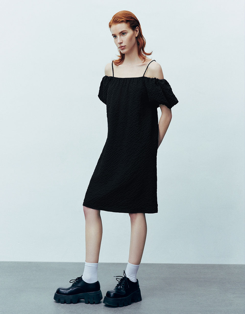 Puff Sleeve Off-Shoulder A-Line Dress