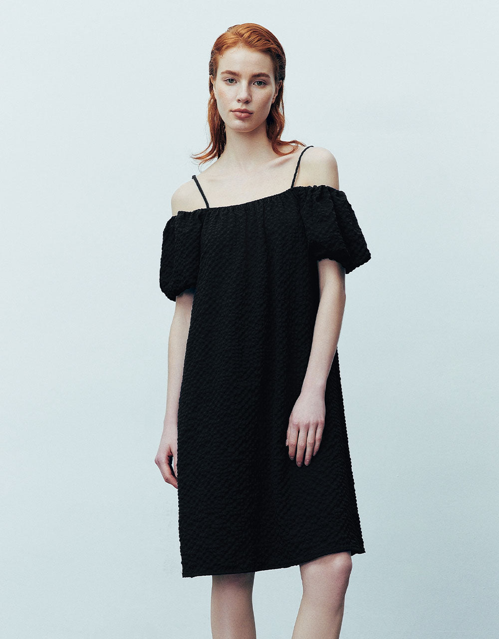 Puff Sleeve Off-Shoulder A-Line Dress