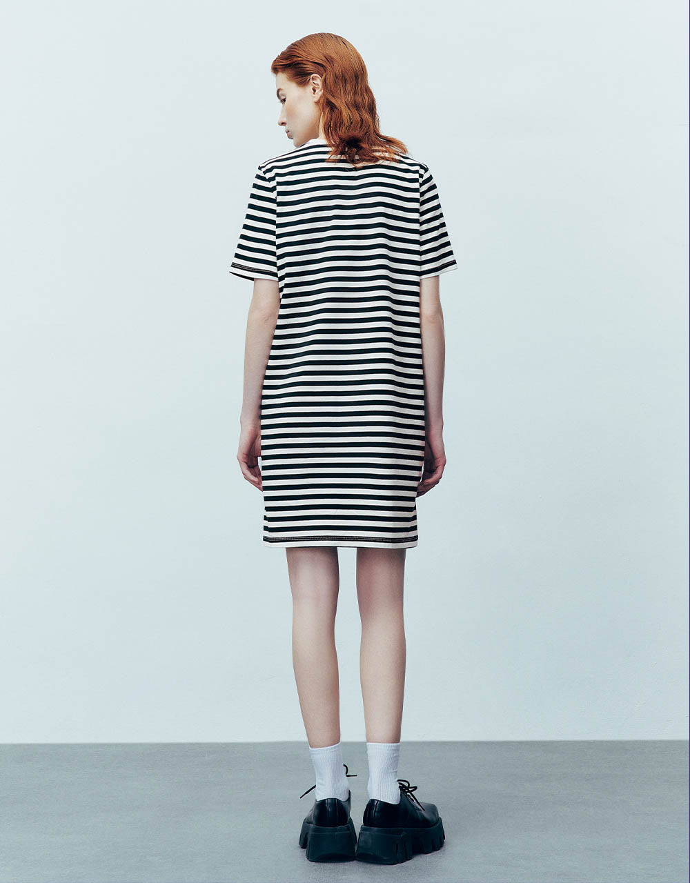 Striped Crew Neck Straight Dress