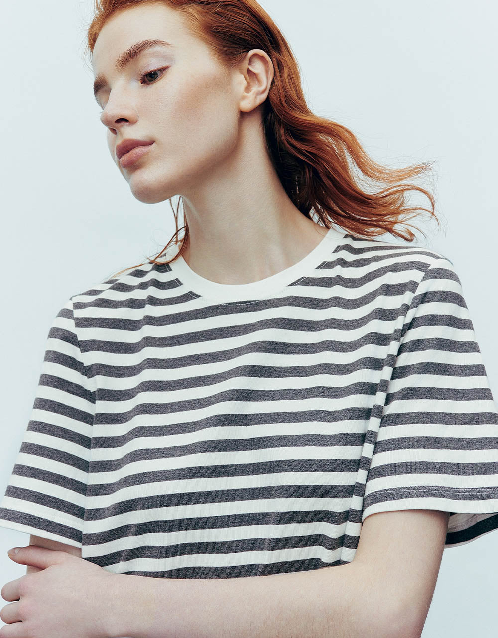 Striped Crew Neck Straight Dress