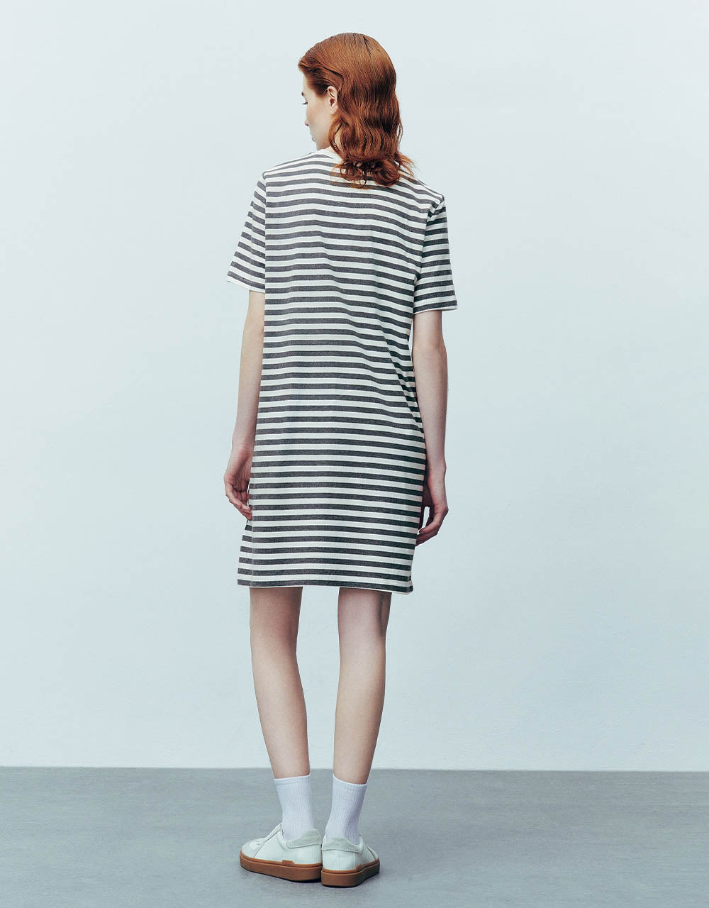 Striped Crew Neck Straight Dress