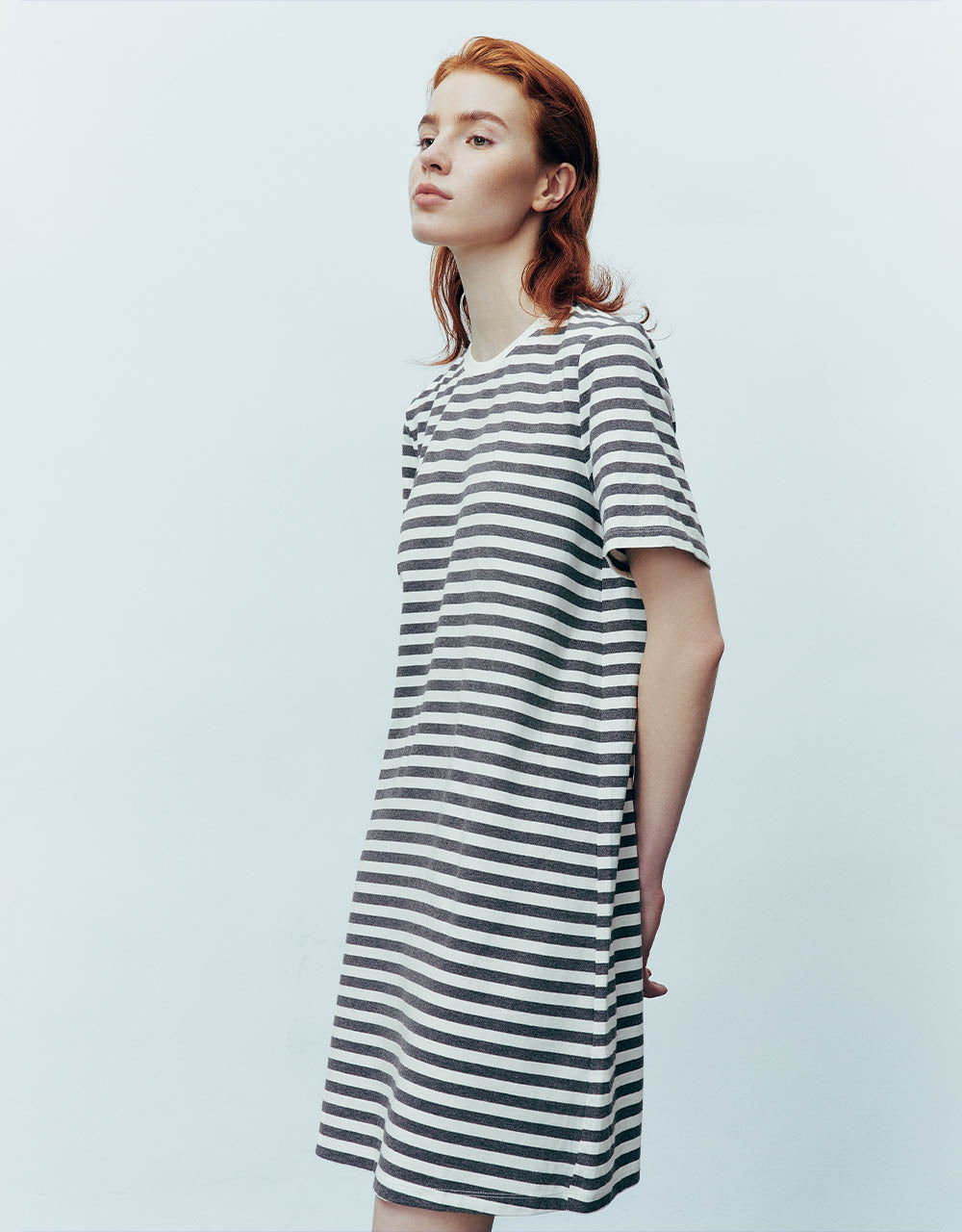 Striped Crew Neck Straight Dress