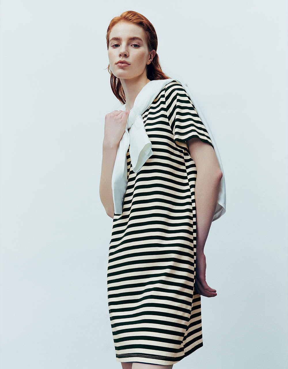 Striped Crew Neck Straight Dress