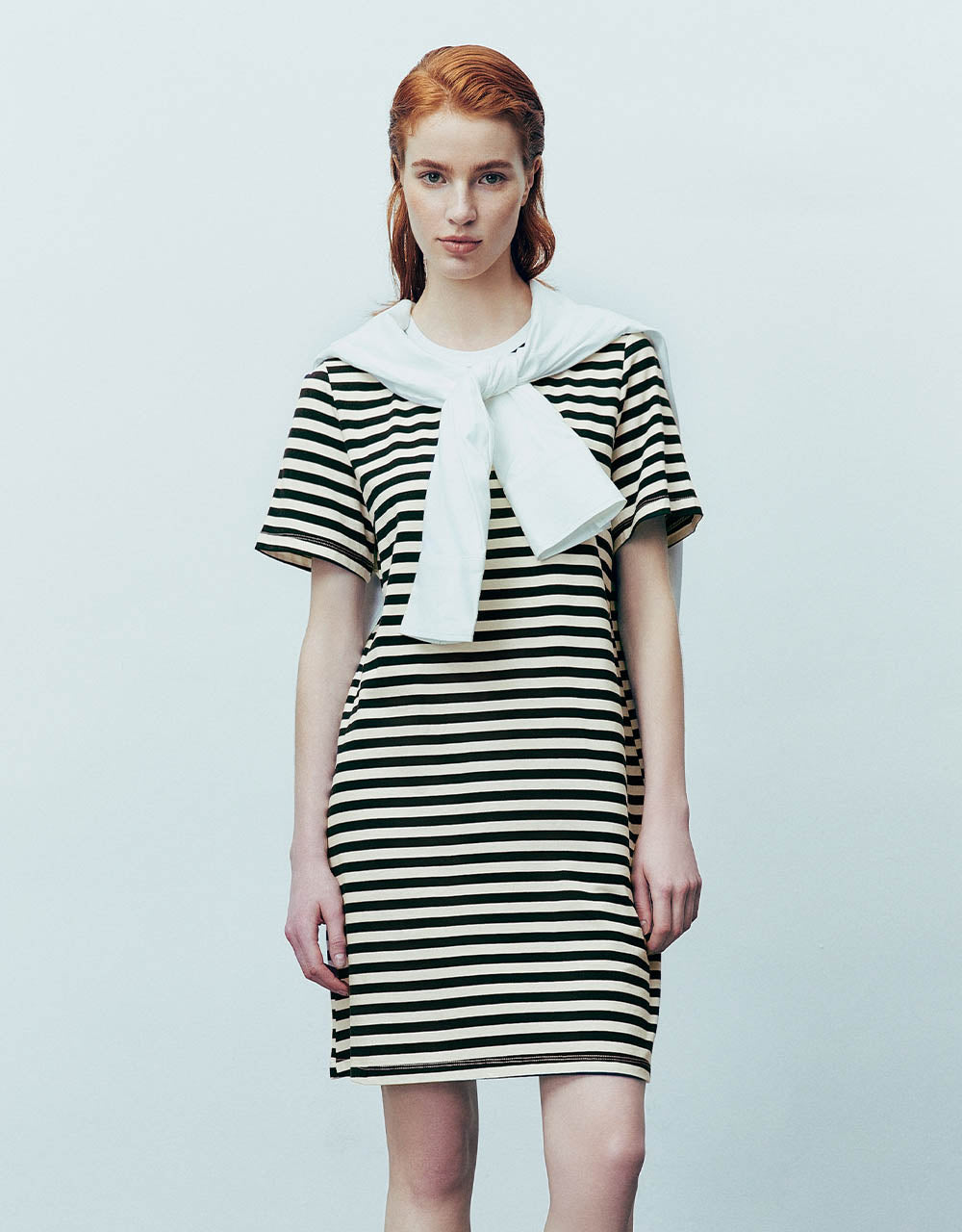 Striped Crew Neck Straight Dress