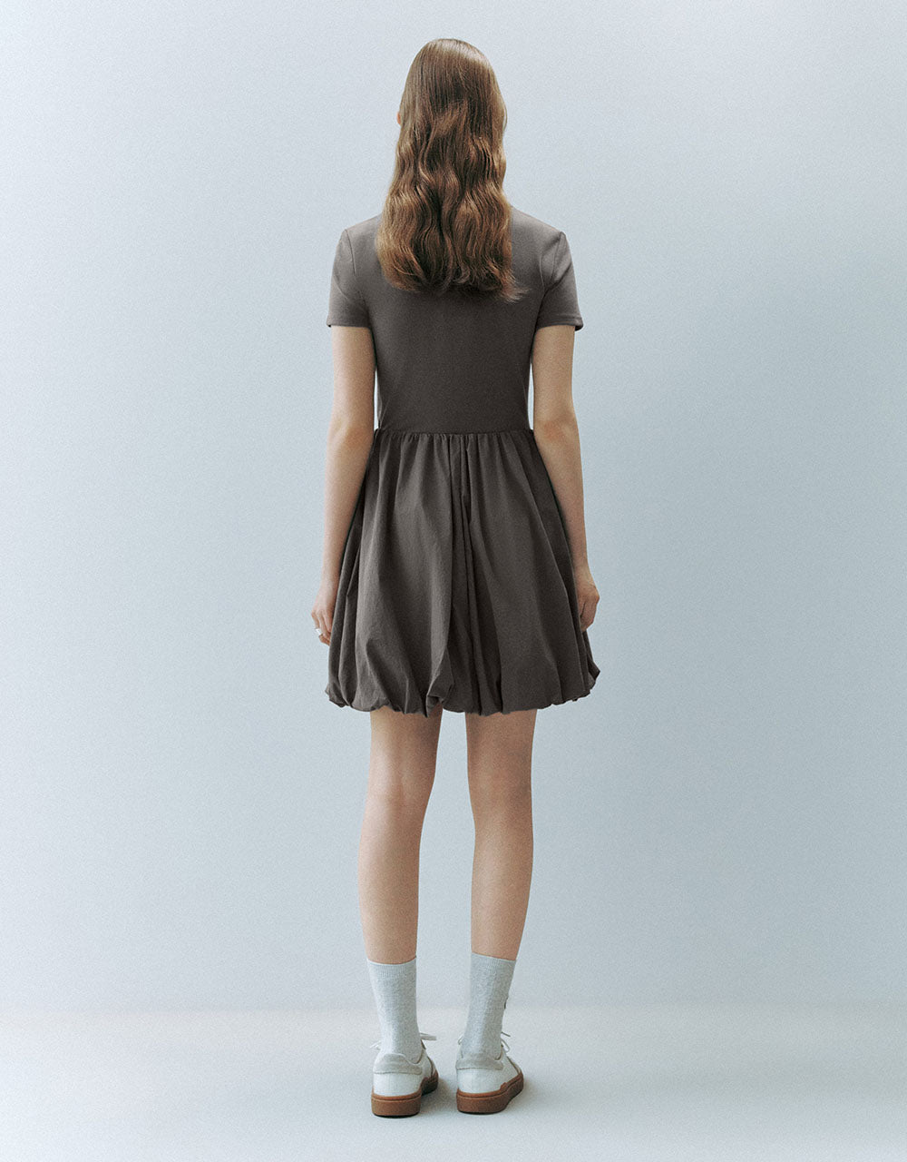 Bubble Hem Crew Neck A-Line Dress