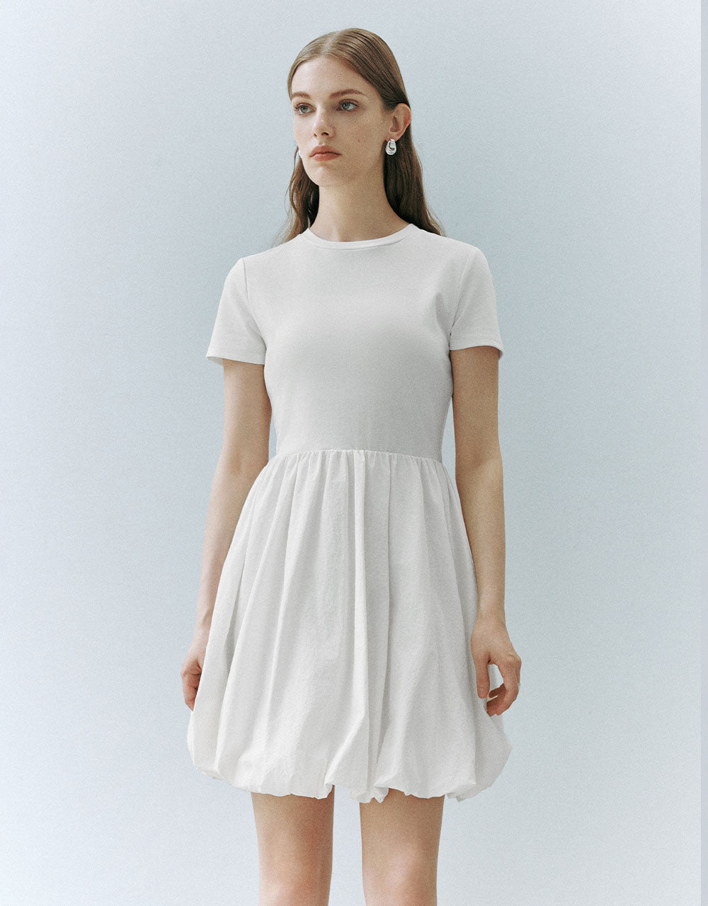 Bubble Hem Crew Neck A-Line Dress