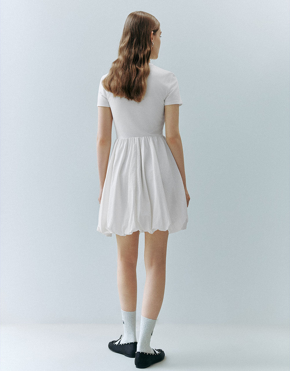 Bubble Hem Crew Neck A-Line Dress