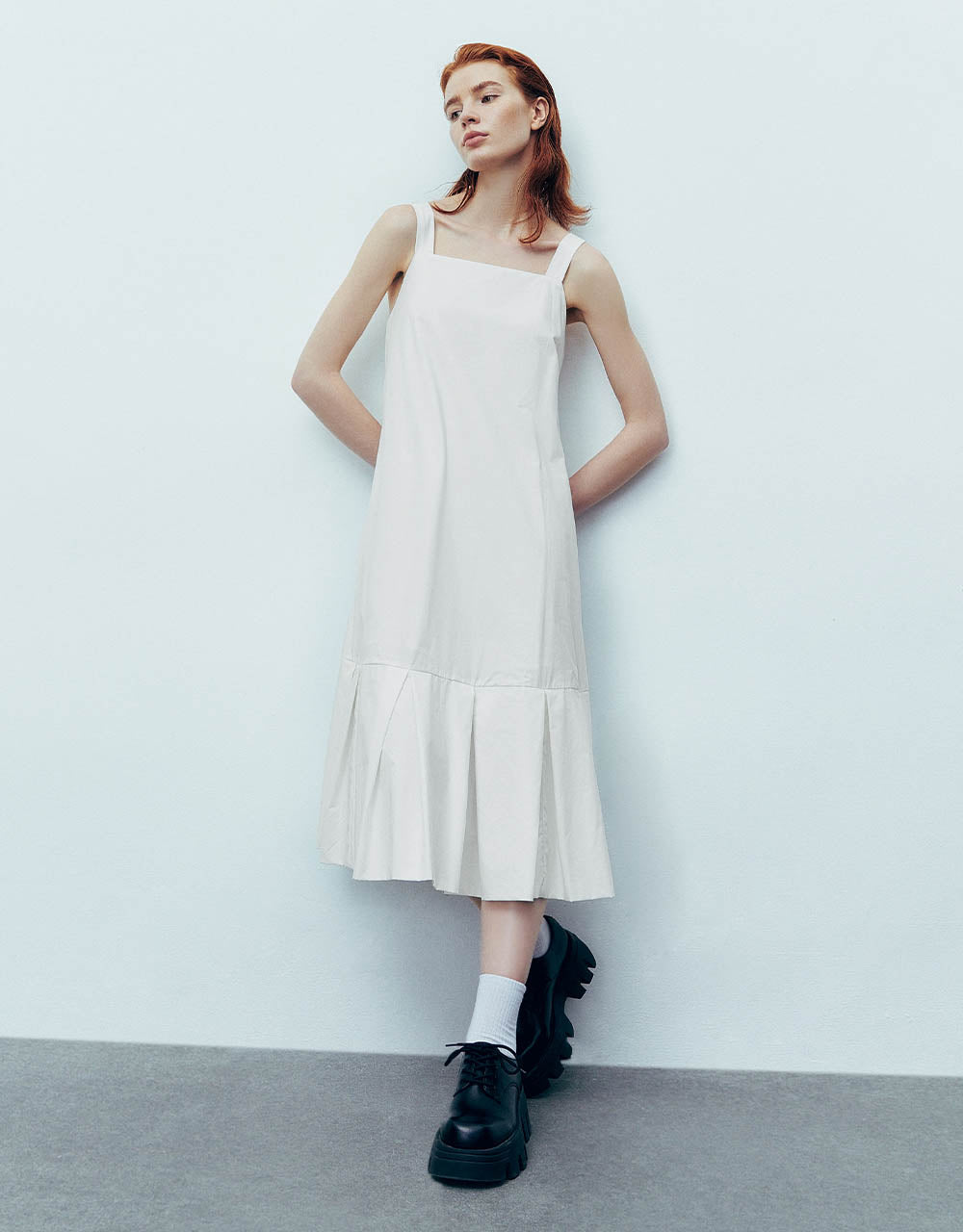 Sleeveless Square-cut Collar A-Line Dress