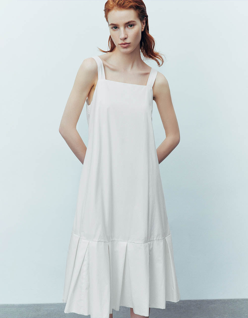 Sleeveless Square-cut Collar A-Line Dress