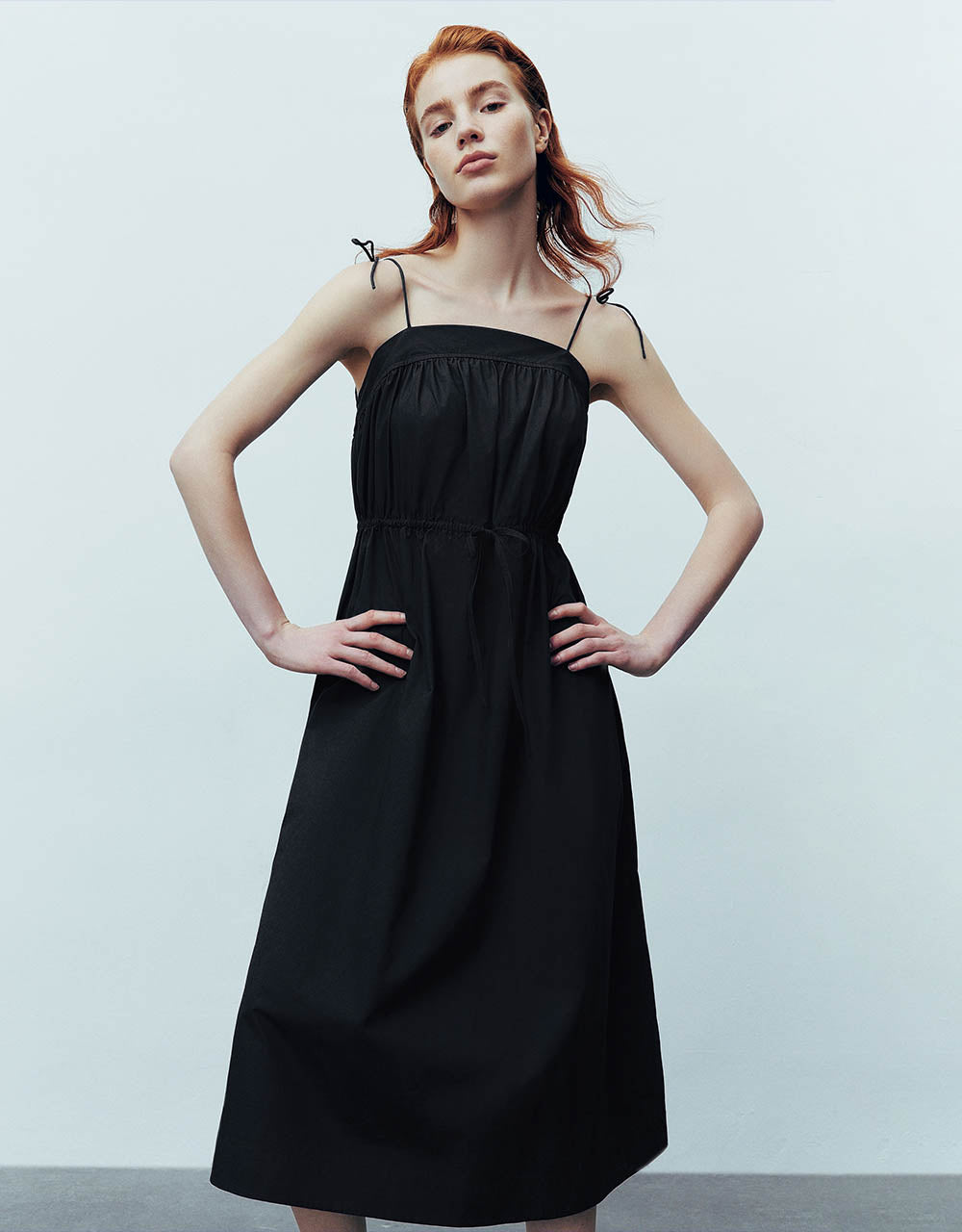 Sleeveless Square-cut Collar A-Line Dress