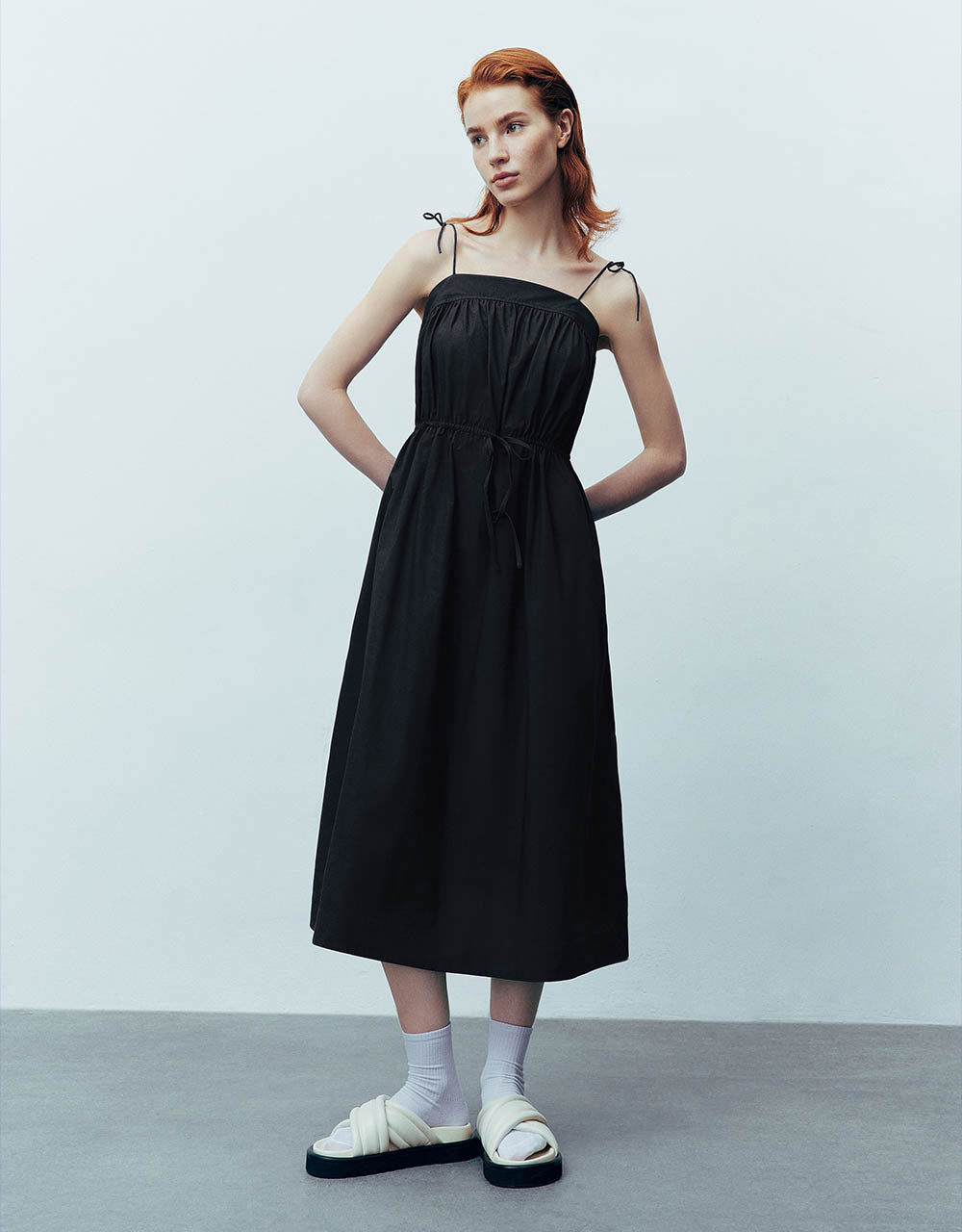 Sleeveless Square-cut Collar A-Line Dress