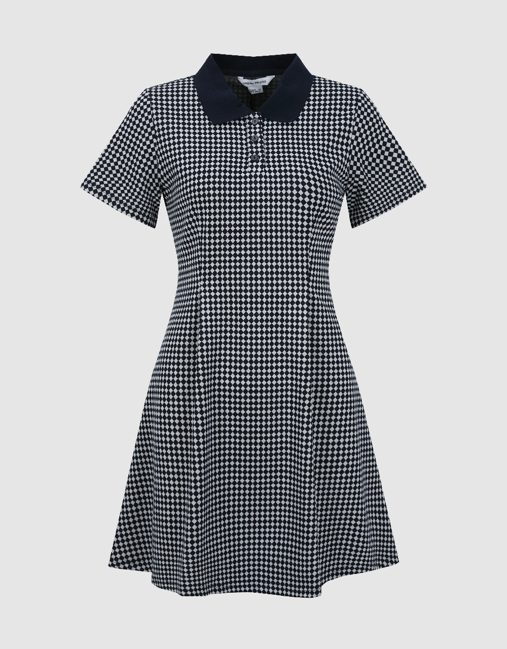 Checkered A-Line Polo Dress