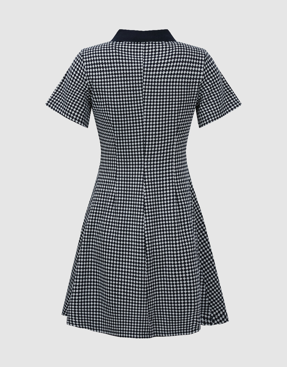 Checkered A-Line Polo Dress