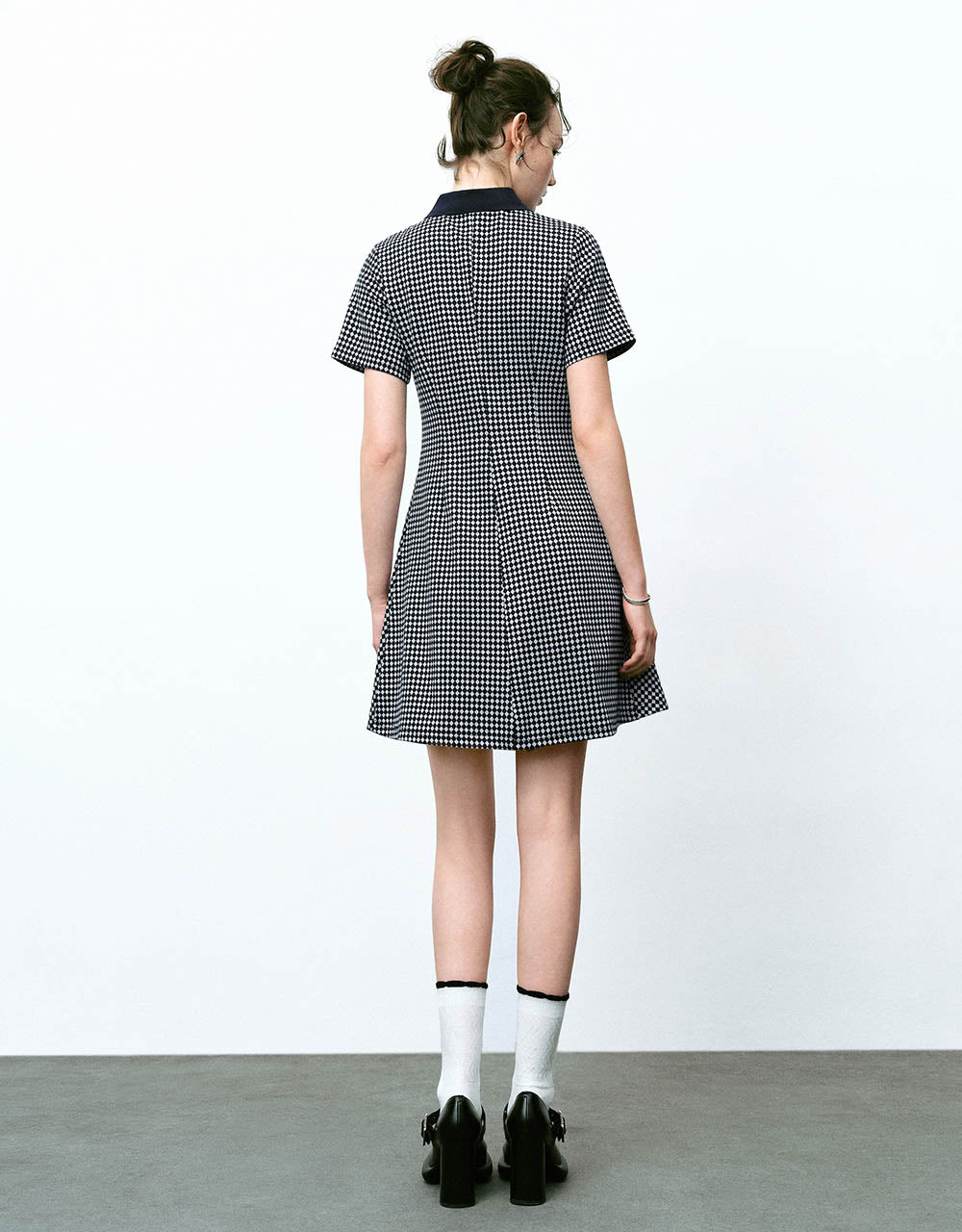 Checkered A-Line Polo Dress