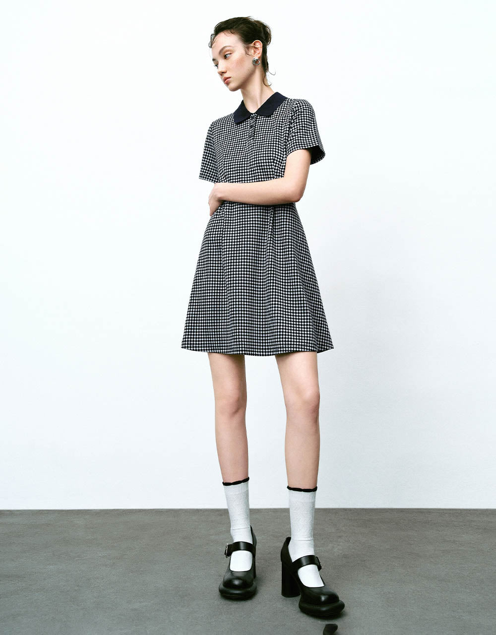 Checkered A-Line Polo Dress