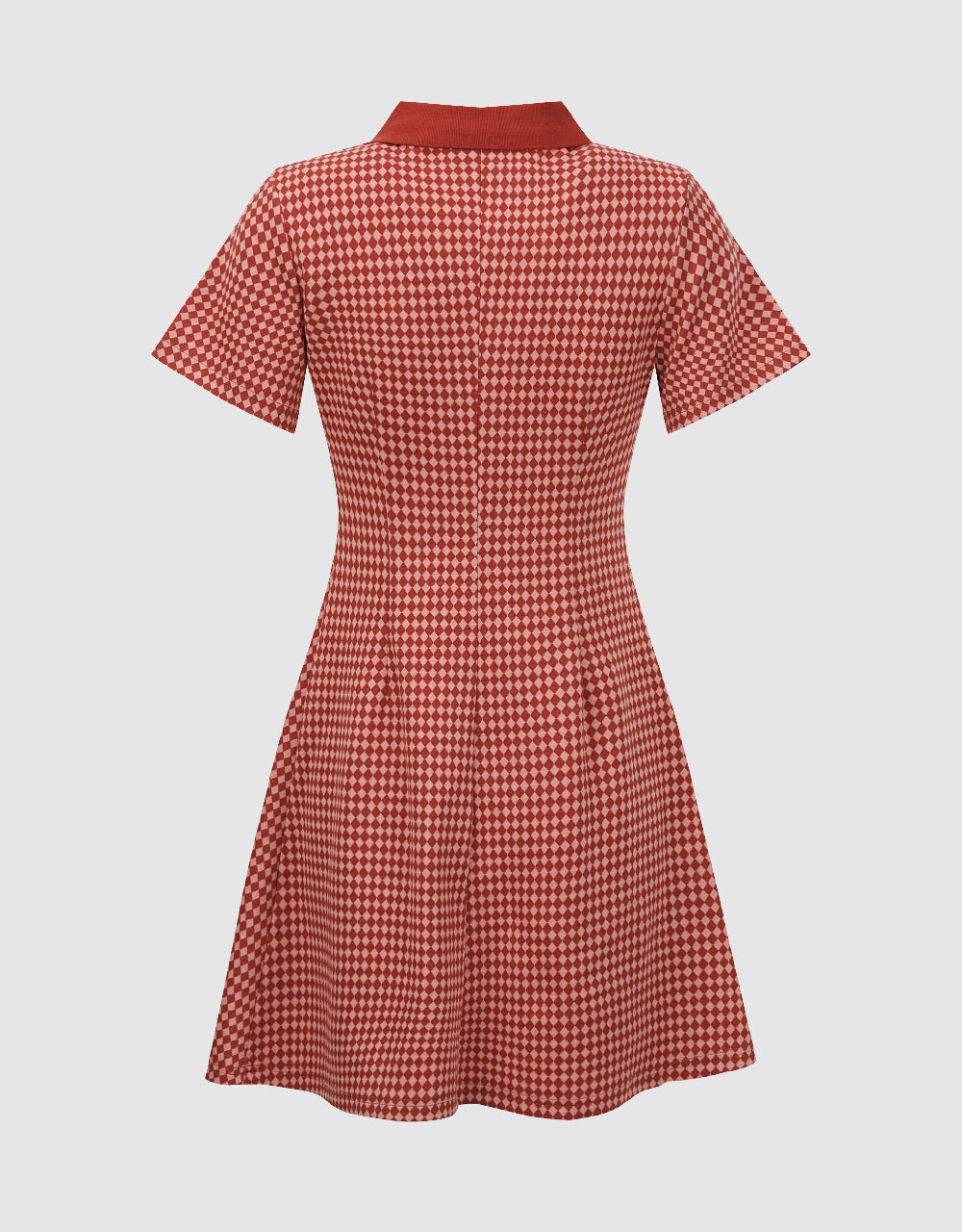 Checkered A-Line Polo Dress