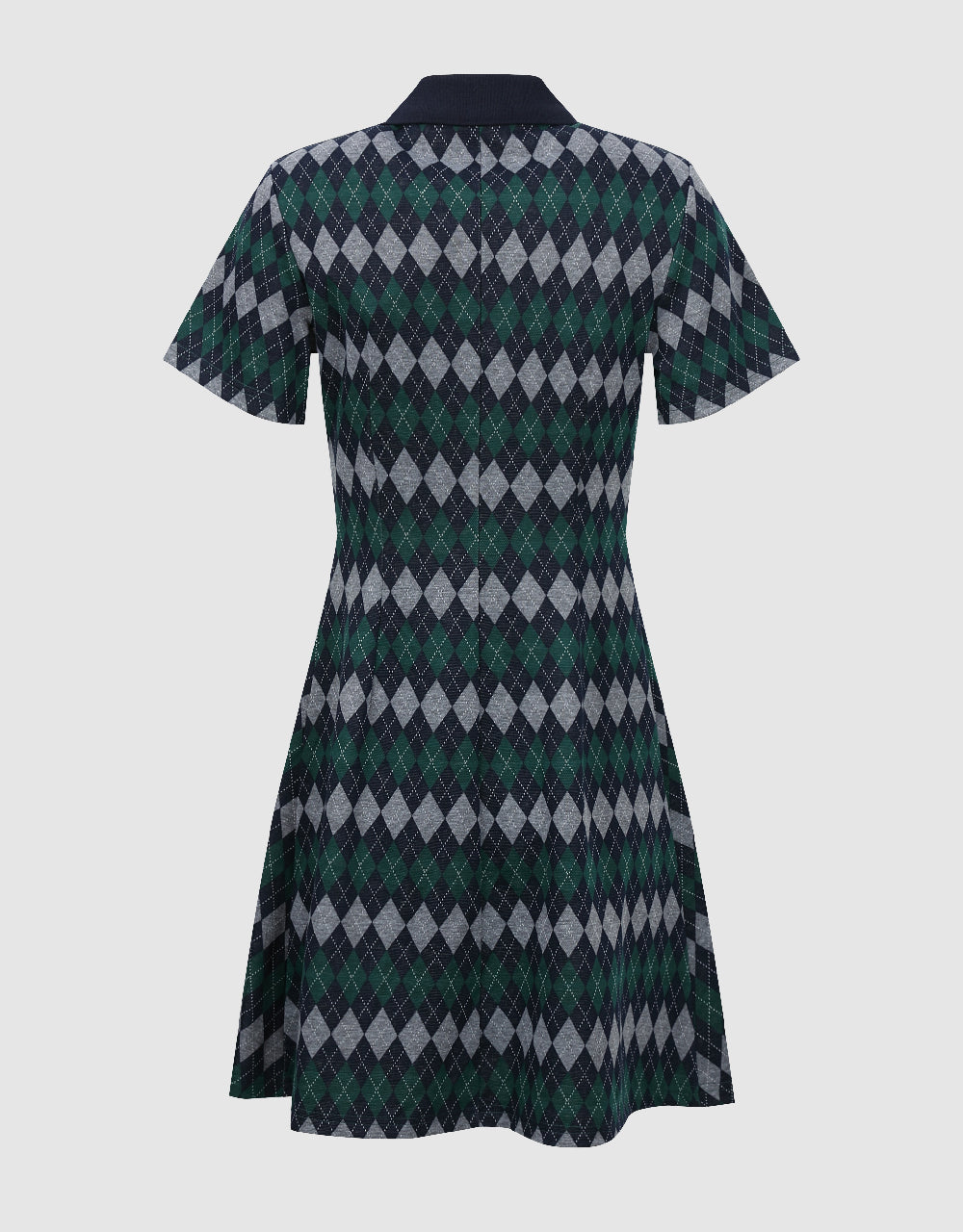 Argyle Printed A-Line Polo Dress