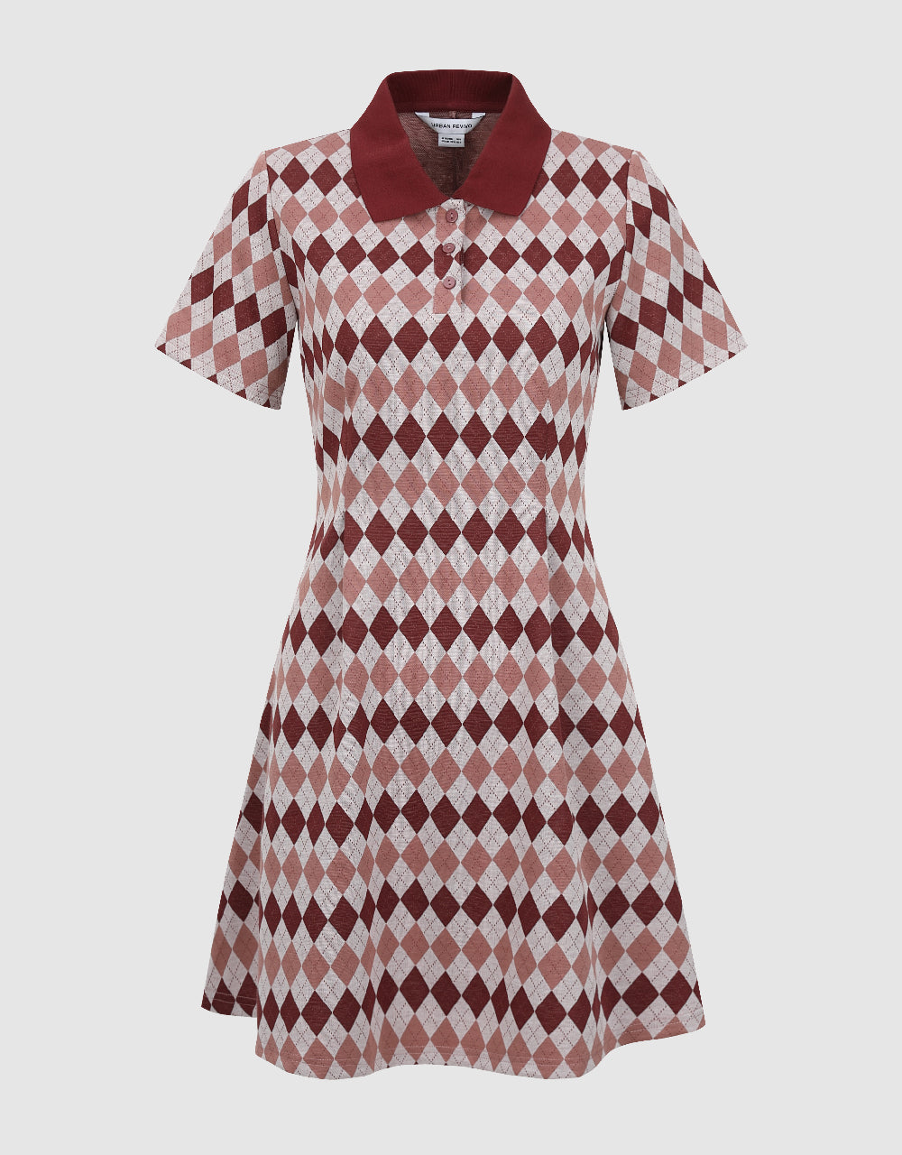 Argyle Printed A-Line Polo Dress