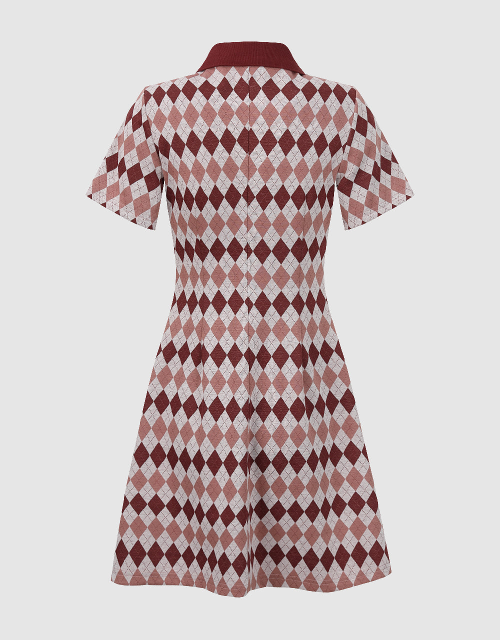 Argyle Printed A-Line Polo Dress