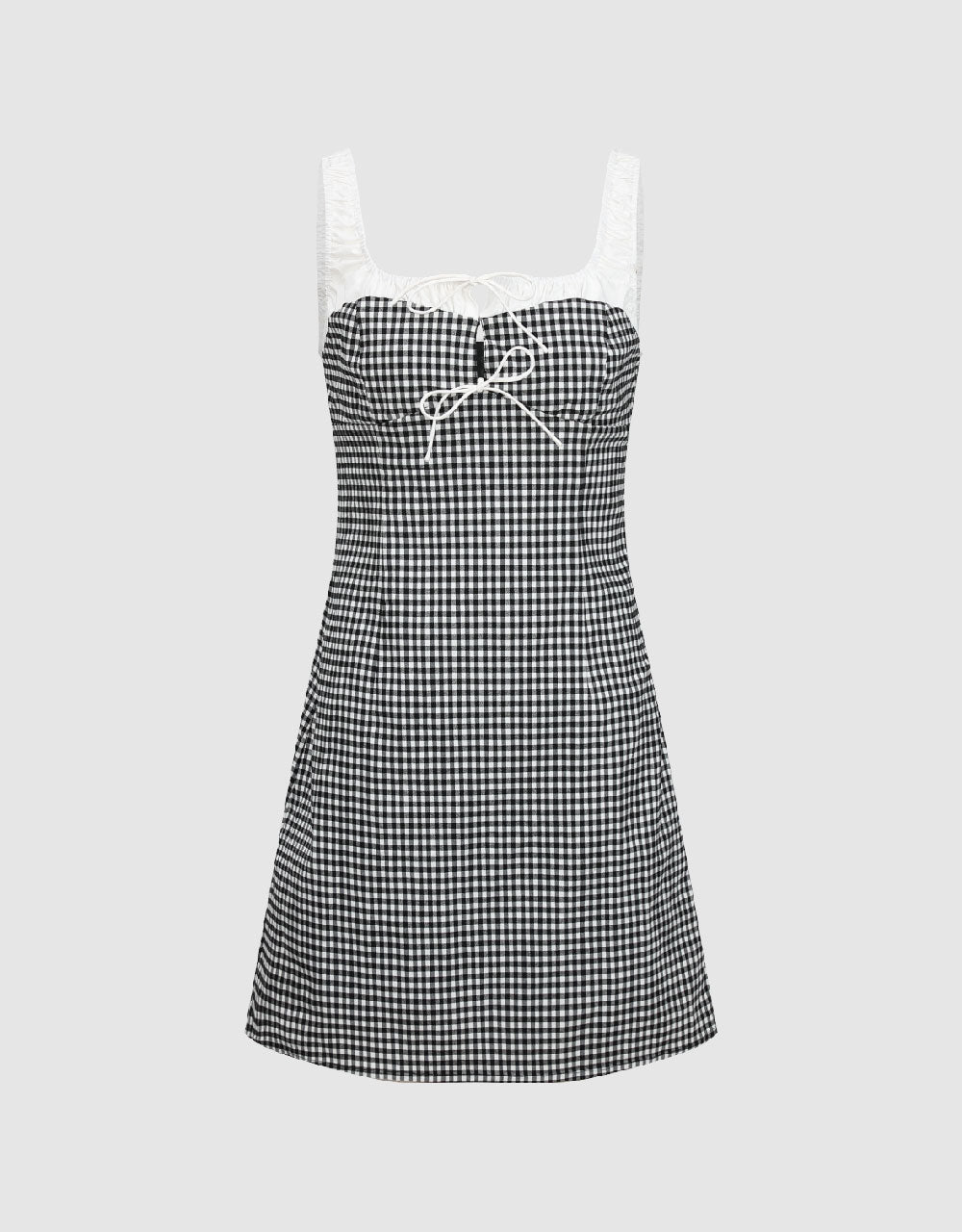 Gingham Sleeveless U Neck A-Line Dress