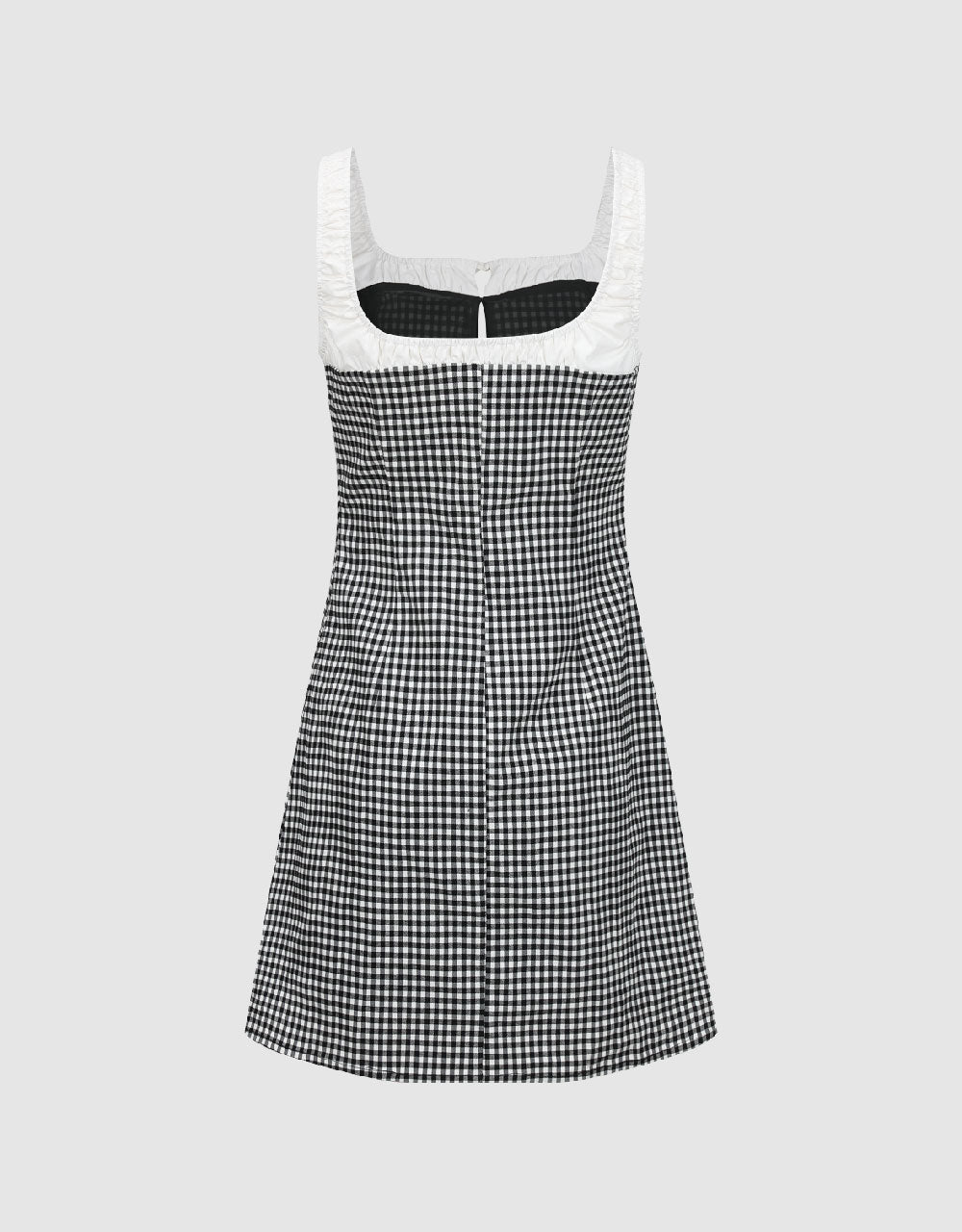 Gingham Sleeveless U Neck A-Line Dress