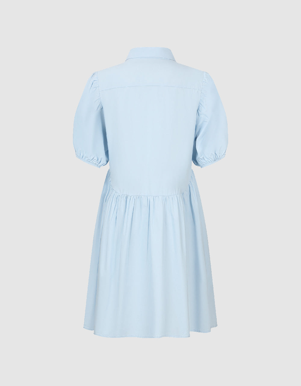 Puff Sleeve Lapel A-Line Shirt Dress