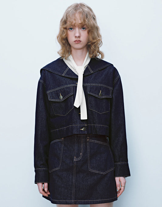 Loose Lapel Denim Shirt