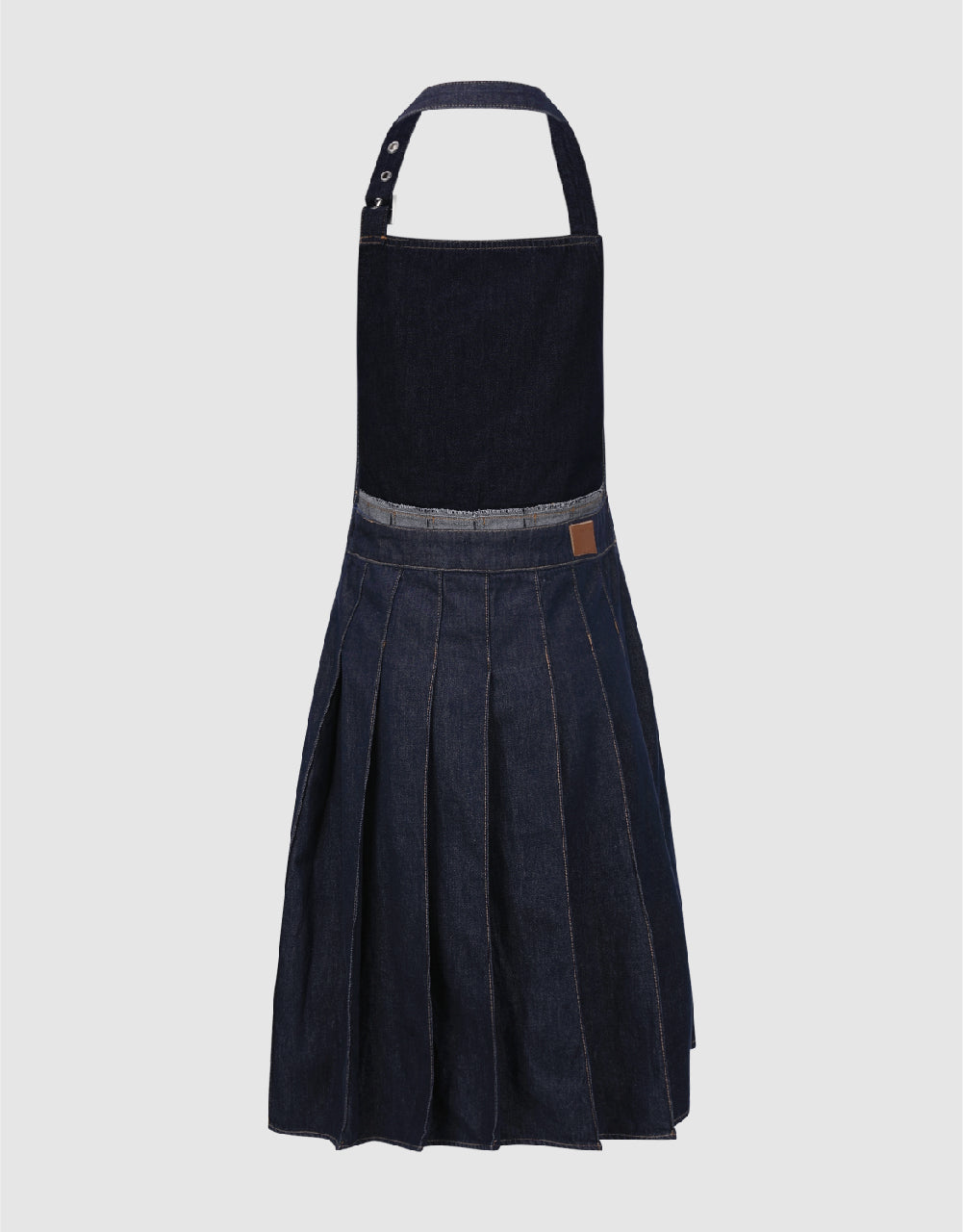 Halter Neck Midi Denim Pinafore Dress