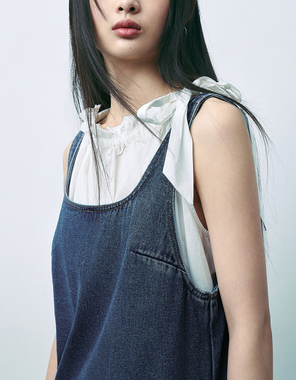 Sleeveless U Neck Denim Dress