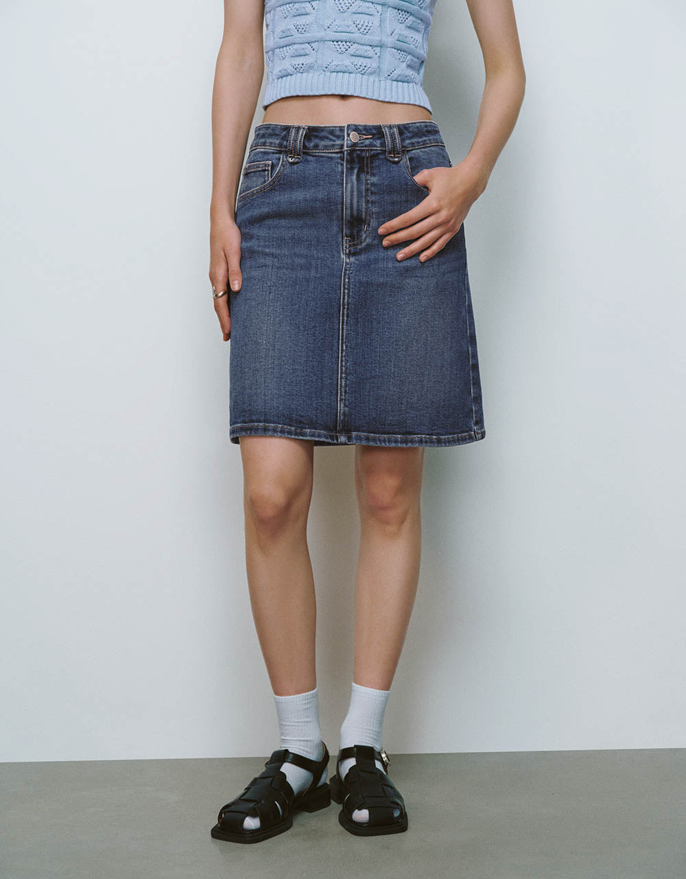 Mini A-Line Denim Skirt