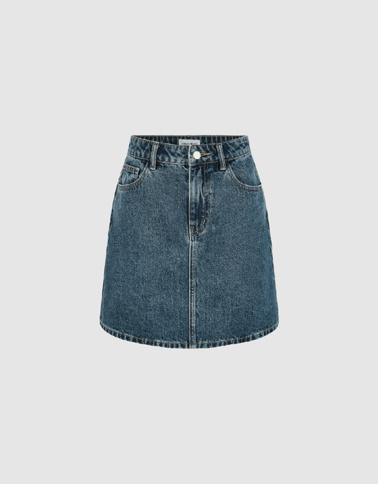 Mini A-Line Denim Skirt