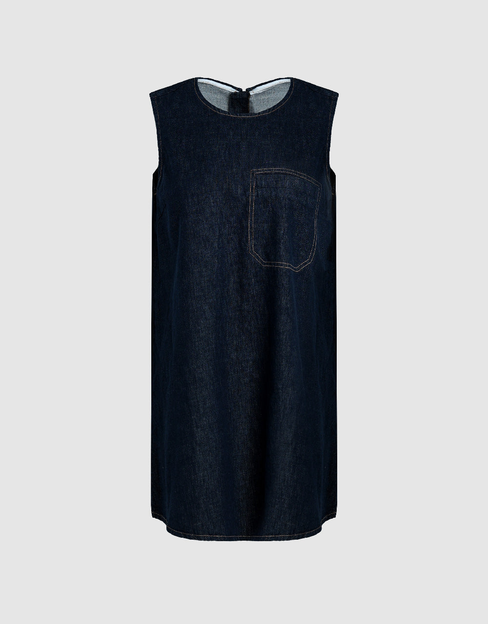 Sleeveless Crew Neck Denim Dress