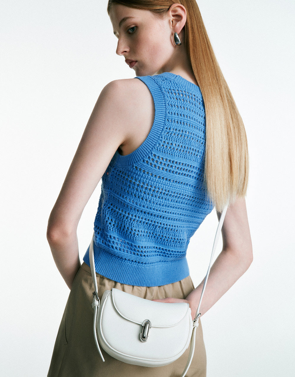 Crochet Crew Neck Knitted Tank Top