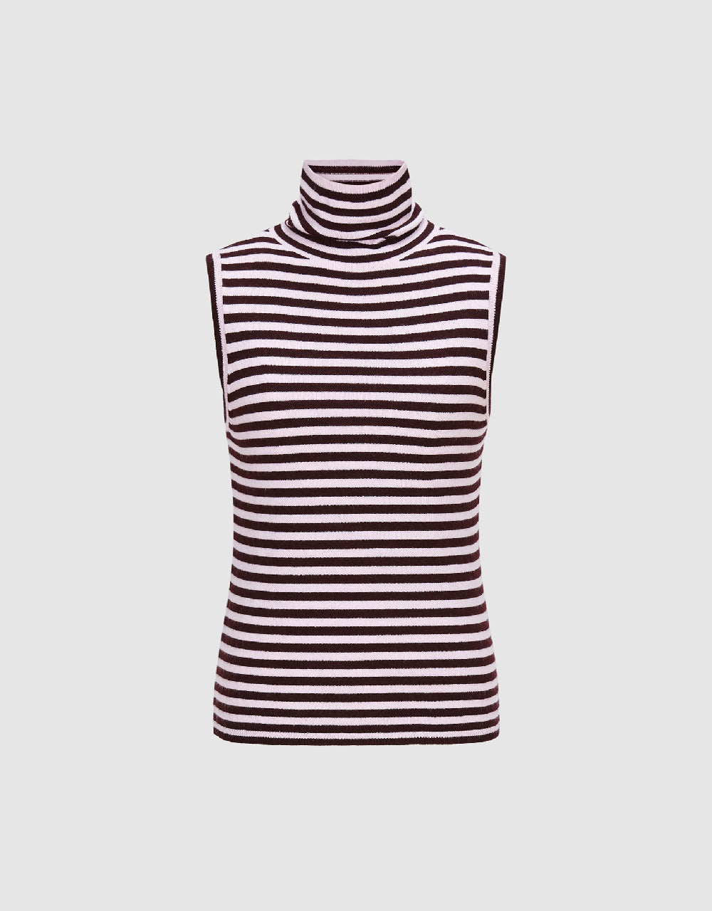 Striped Turtle Neck Knitted Tank Top